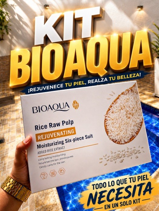BIOAQUA KIT FACIAL HIDRATANTE DE ARROZ 6 PRODUCTOS