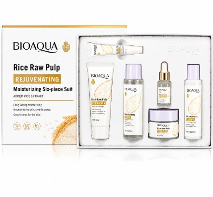 BIOAQUA KIT FACIAL HIDRATANTE DE ARROZ 6 PRODUCTOS