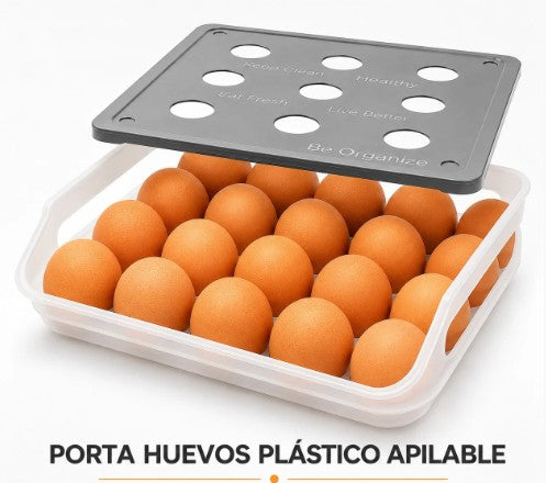 PORTA HUEVOS PLASTICO APILABLE / 2 PIEZAS / 15 UNIDADES