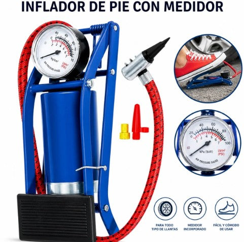 INFLADOR DE PIE CON MEDIDOR