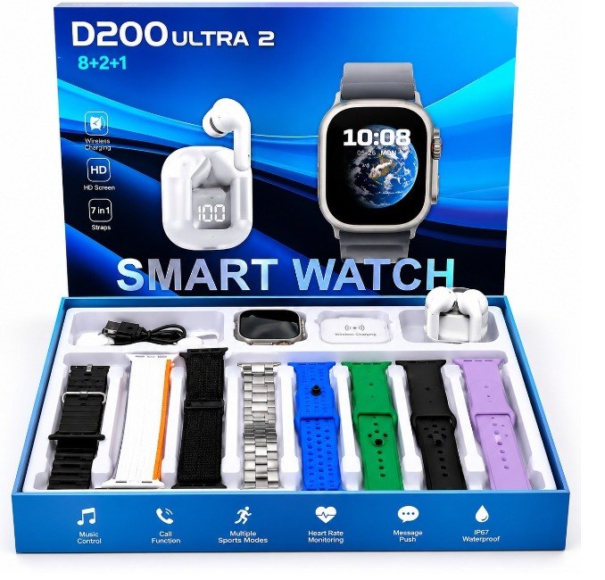 SMART WATCH + AUDIFONOS D200 ULTRA